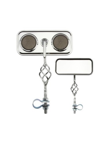 Rectangle Cage Mirror Chrome Black Reflectors.